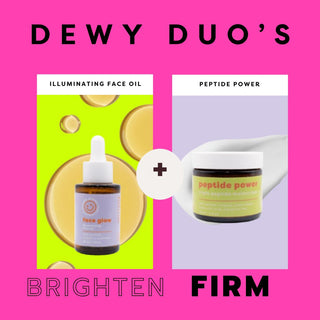 dewy duo face glow vitamin e oil + triple peptide moisturizer