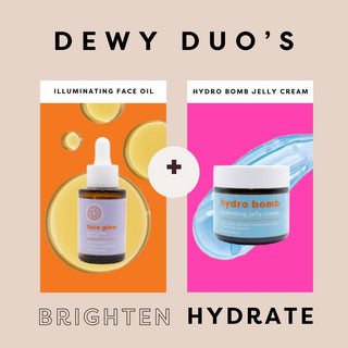 dewy duo: face glow vitamin e oil + hydro bomb vegan jelly cream